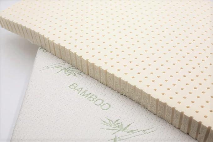 OrganicTextiles 3” Inch Organic Latex Mattress Topper Pad with Rayon Derived from Bamboo Covering with Zipper(Full Size, Soft), GOLS Certified, Breathable, Made in USA, Hypoallergenic Soft