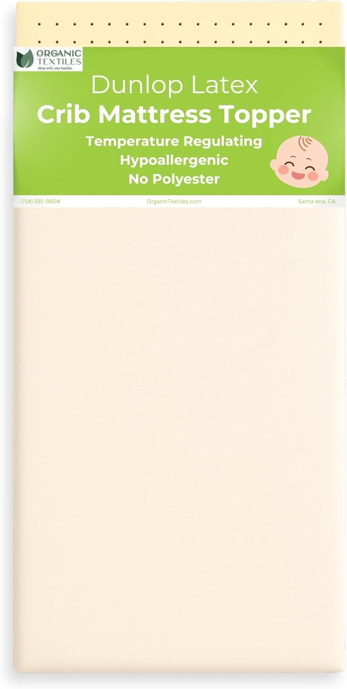 3” Inch Latex Organic Crib and Toddler Bed Mattress Topper with Australian Wool Cover (Portable Crib, 36"x26"), GOLS Certified, Hypoallergenic and Breathable, Soft and Cooling, Made in USA