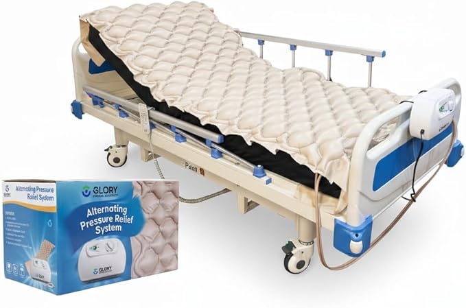 Glory Medical MT‑01 Alternating Pressure Mattress Topper – 12‑Minute Air Cycle, Waterproof Vinyl, Hypoallergenic & Latex‑Free Design, Supports Healthy Circulation for Hospital & Home Beds