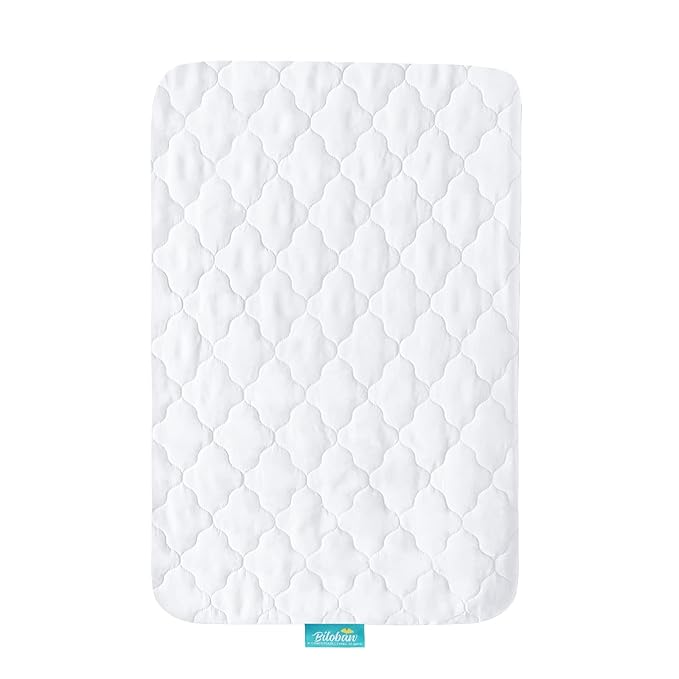 Mini Crib Mattress Protector 38" x 24" Sheets Fitted Waterproof Mini Crib Mattress Pad Cover, Noiseless & Machine Wash 100% Absorbent Mattress Protector Sheet Quilted, White