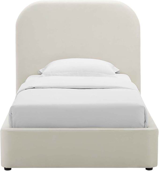 Modway Keynote Modern Bed Frame, Twin Size with Curve Shaped Headboard in Alabaster