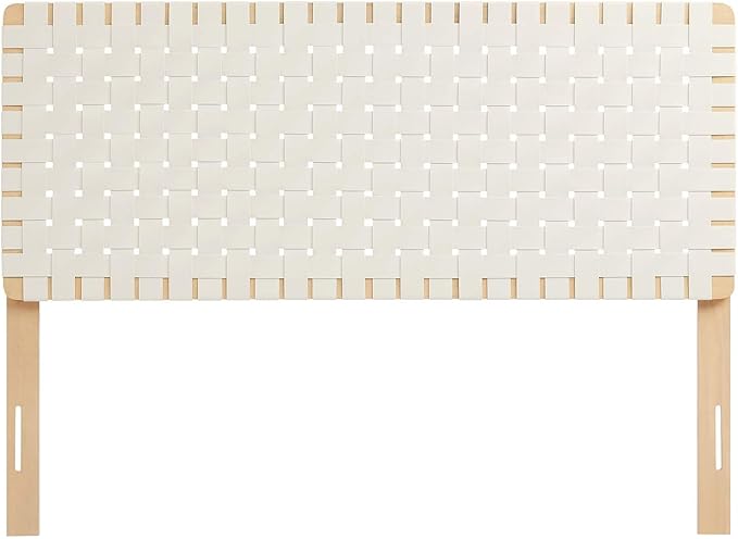 Modway Sparta Weave Full Vegan Leather Headboard in Natural Beige