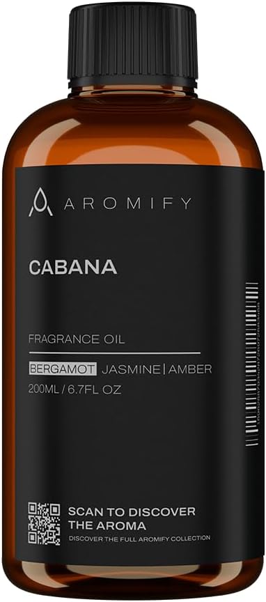 Cabana Diffuser Oil, 6.7 FL Oz, 200 mL Diffuser Fragrance Oil for Home, Spa & Office, Luxury Hotel Blend of Natural Essential Oil, Bergamot, Jasmine & Amber Scents