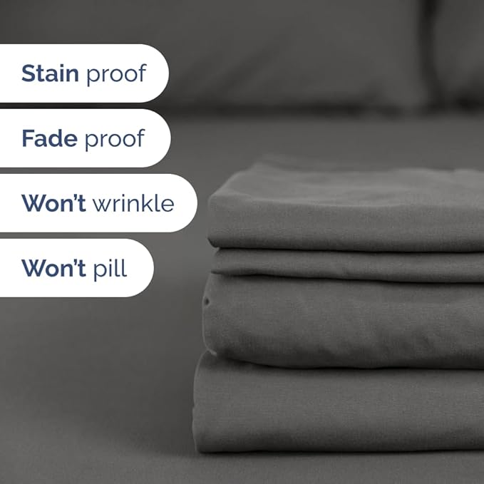 Flex Top Split Head King 4 Piece Sheet Set - Soft, Breathable & Cooling Bed Sheets Set - Hotel Luxury Bedding for Women & Men with Deep Pockets - Wrinkle Free & Fade Resistant - Oeko-Tex - Charcoal