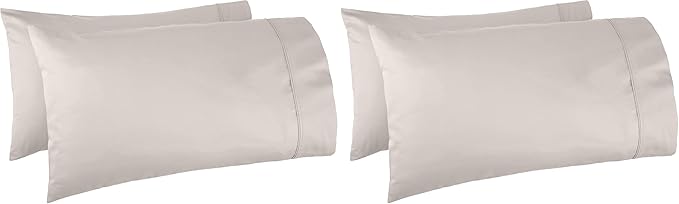 Amazon Basics 400 Thread Count Soft Luxury 100% Cotton Wrinkle Resistant Pillow Cases, Smooth Sateen, Machine Wash, King, Stone Gray, 40" x 20", Set of 2, Pillows Not Included (Pack of 2)