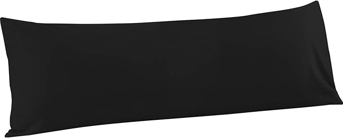FLXXIE Body Pillow Cover - Super Soft Microfiber 20x54 Body Pillow Case - Envelope Closure, Wrinkle, Stain Resistant 20x54 Long Pillowcase, Black