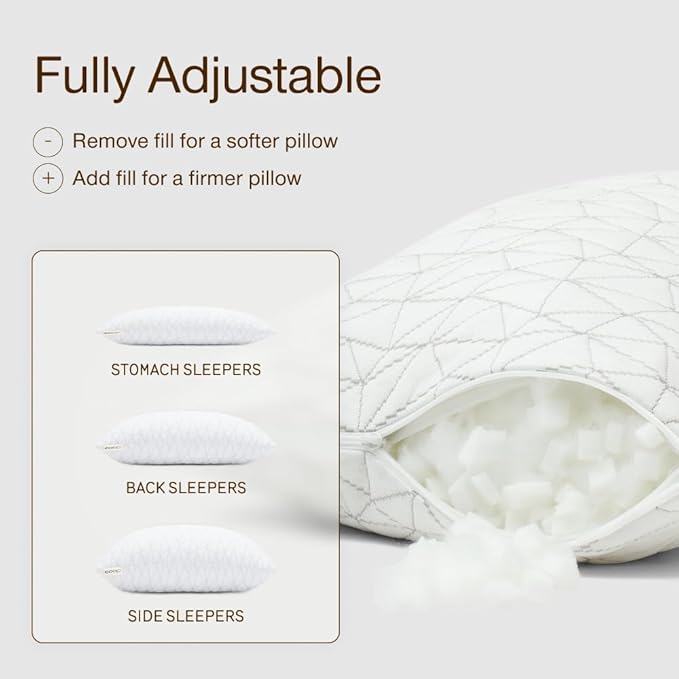 Coop Home Goods Original Toddler Adjustable Pillow, Soft, Breathable, 19" x 13" Washable Mini Bed Pillow for Kids with Premium Memory Foam and Zippered Cover, CertiPUR-US/GREENGUARD Gold