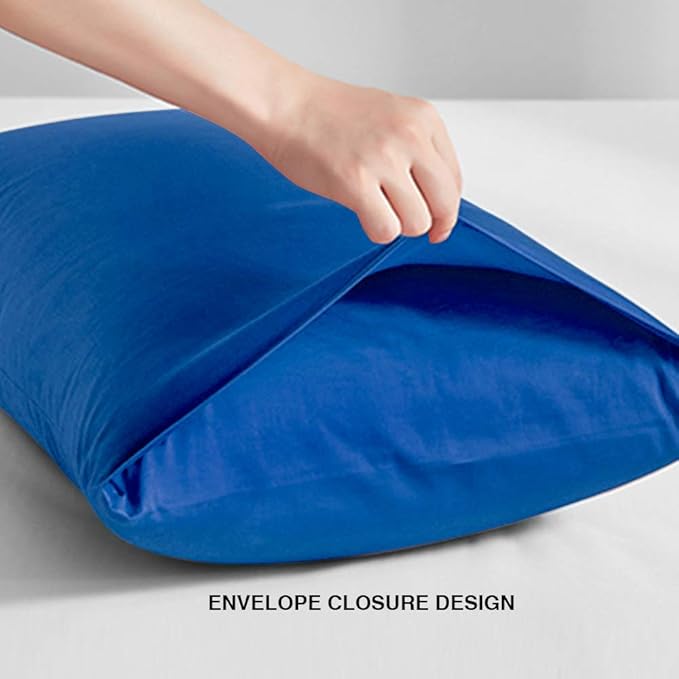 FLXXIE Pillow Cases Standard Size, Soft Microfiber Pillow Covers with Envelope Closure, Wrinkle, Stain Resistant Pillowcases, 2 Piece Set, 20x26, Royal Blue