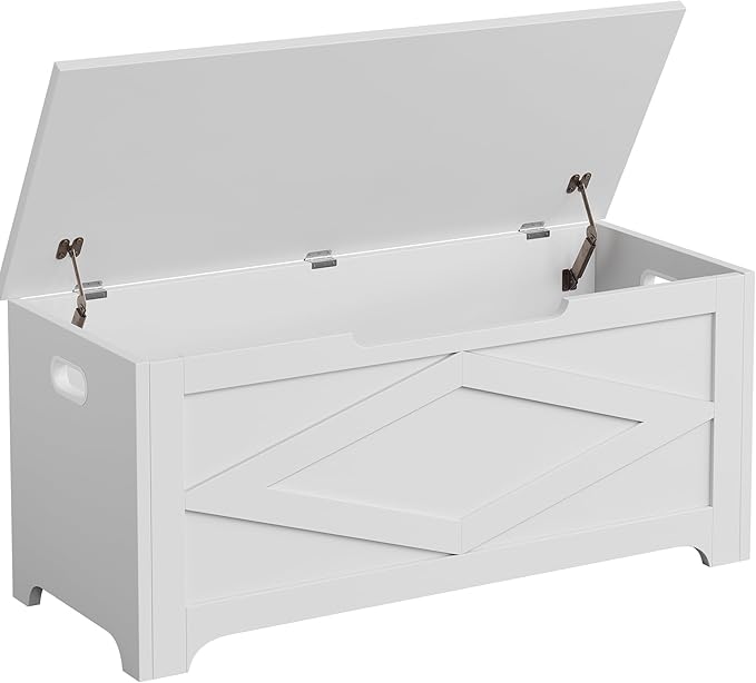 GarveeHome 39.4 in Storage Chest, Wooden Storage Bench with Safety Hinges, Easy Assembly, Large Shoe Bench for Entryway, Living Room, Bedroom
