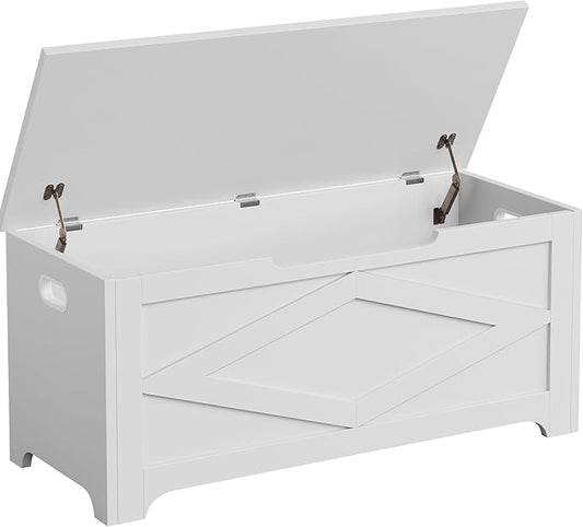 GarveeHome 39.4 in Storage Chest, Wooden Storage Bench with Safety Hinges, Easy Assembly, Large Shoe Bench for Entryway, Living Room, Bedroom