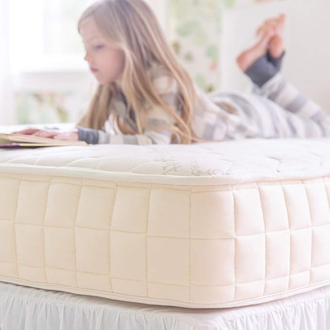 Naturepedic Verse Organic Kids Mattress - Full Firm With Encased Coil Layers - Quilted Sides - Universal Comfort for Trundle and Bunk Beds
