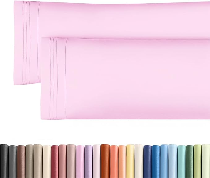 Body Pillowcases Set of 2-20x54 Long Body Pillow Case - Soft Body Pillow Cover for Sleeping & Side Sleepers - Comfy, Wrinkle & Fade Free - Machine Washable w/Envelope Enclosure Light Pink