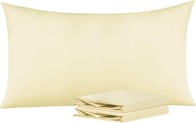 NTBAY King Pillowcase Set - 2 Pack Brushed Microfiber 20x40 Pillowcases - Soft, Wrinkle-Free, Fade-Resistant, Stain-Resistant, Ivory Pillowcases with Envelope Closure - 20x40 Inches, Ivory