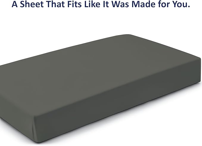 Cot Size 33" x 75" Fitted Sheet, 100% Egyptian Cotton, Perfect for Camp Bunk Beds/RVs/Guest Beds/Army Cots/Replacement Mattress (Dark Grey)
