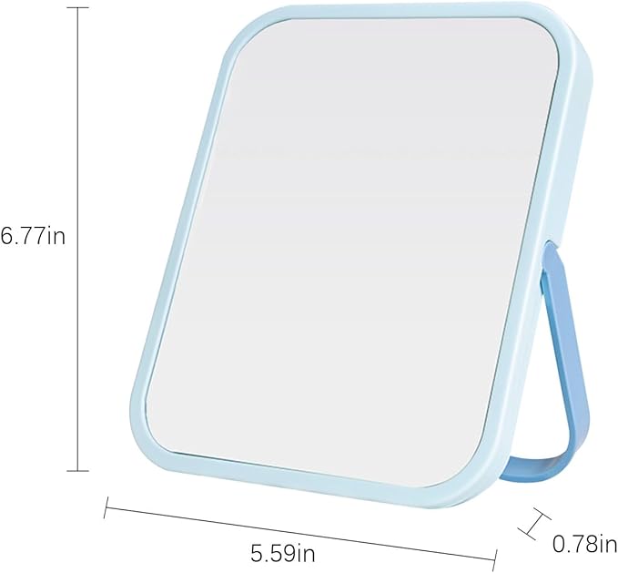Desk Mirror, 6.7 Inch Vanity Mirror, Makeup Mirror with 1-Hanging Port, 1 Travel Makeup Mirror with U-Shaped Bracket for Makeup Desk ＆ Dressing Room (Green)