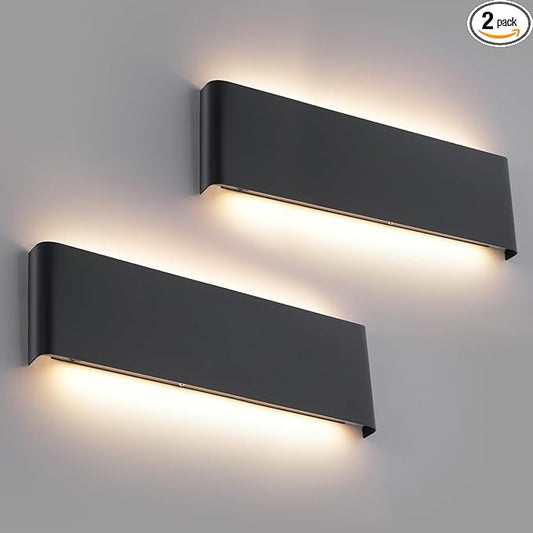 5 CCT (3000K-6500K) Adjustable Dimmable Wall Lamp 32W Modern Black LED vanity light Up and Down Wall Lighting 32.6 Inch Indoor Wall Sconce for Bedroom Staircase Hallway Dressing Table 2 Pack