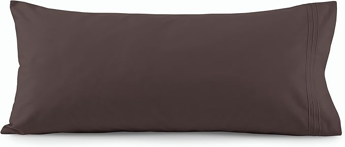 Elegant Comfort Luxury Ultra-Soft 1-Piece Body Pillowcase - 1500 Premium Hotel Quality Microfiber Double Brushed - Wrinkle Resistant, Body Pillowcase Size, Chocolate Brown