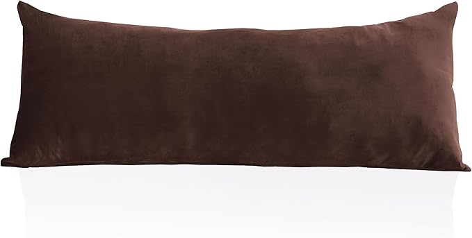 StangH Brown Velvet Body Pillow Cover 20x54 Inches, Super Soft Cozy Luxury Fuzzy Flannel Long Pillowcase with Zipper, Decorative Pillow Case for Pregnancy/Baby, 1 Piece