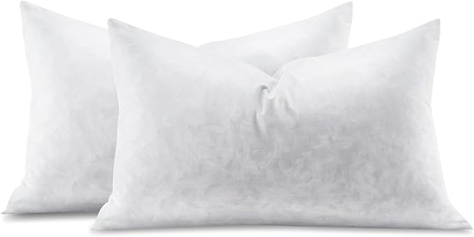 14x20 Feather Lumbar Pillow Inserts, Decorative Throw Pillow Inserts for Covers, Fuller Fit with Soft Support for Bed and Couch, Set of 2