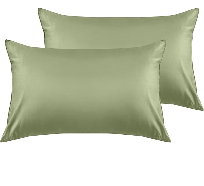 Warmstar Cotton Pillow Cases Standard Size Set of 2, 600 Thread Count Pillowcases 20x26 Inches, Soft Long Staple Cotton Pillowcases Breathable with Envelope Closure,Sage Green