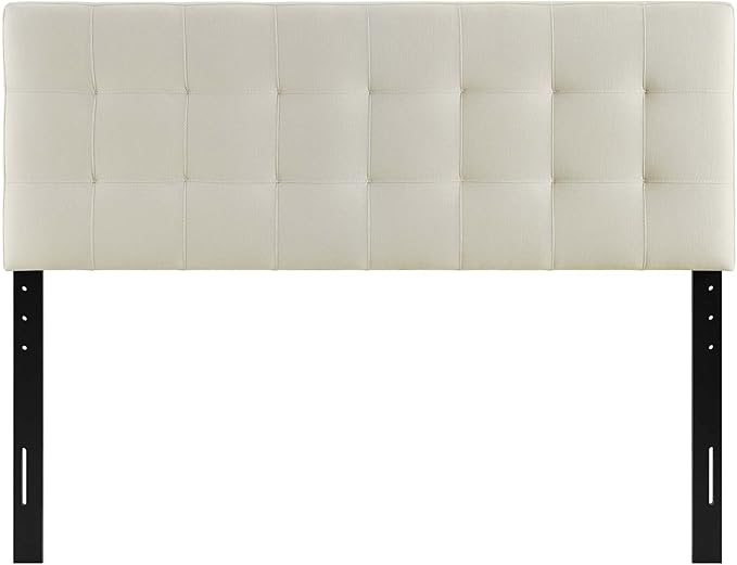Modway Lily Tufted Linen Fabric Upholstered King Headboard in Ivory