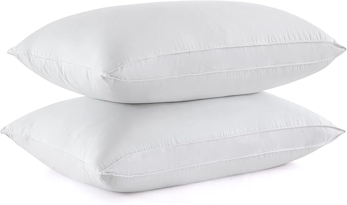 puredown® Goose Feather Down Sleeping Pillow Soft Bed Pillow for Sleeping with 100% Cotton Shell Set of 2 Queen Size