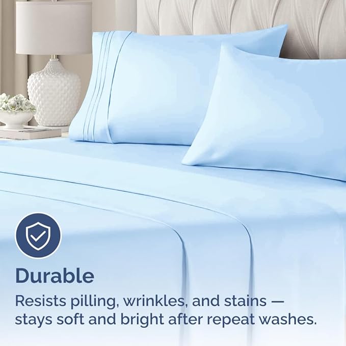 King Standard Pillow Cases Set of 4 - Soft Hotel Quality Pillowcase Covers - Comfy Bedding for Women, Men, Kids & Teens - Machine Washable Pillow Protectors - 4 Piece Set - King Standard Light Blue
