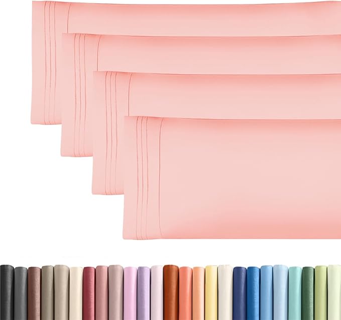 Body Pillowcases Set of 4-20x54 Long Body Pillow Case - Soft Body Pillow Cover for Sleeping & Side Sleepers - Comfy, Breathable & Fade Free - Machine Washable with Envelope Enclosure - (Baby Pink)