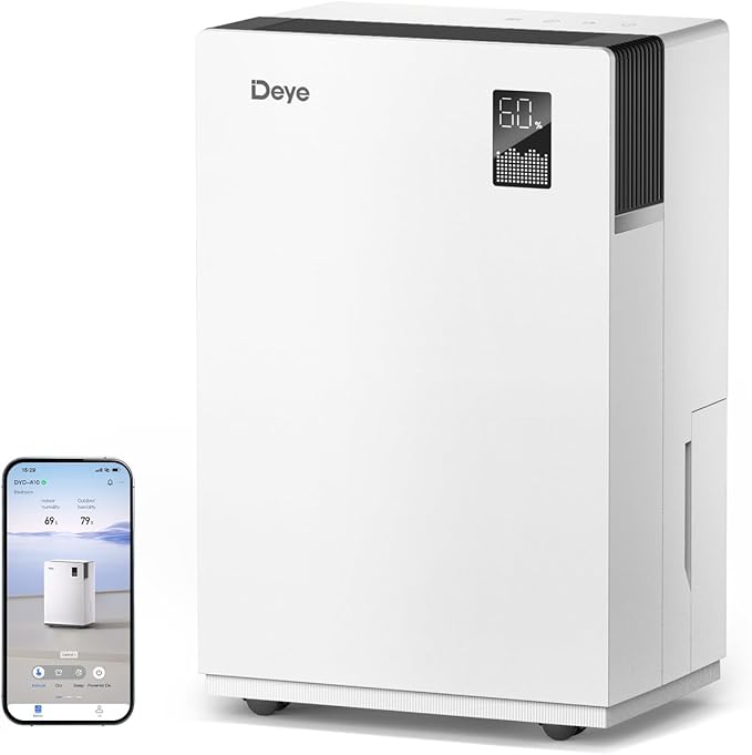 Deye Smart Dehumidifier for Home and Basement, 36 Pints/Day, ENERGY STAR Certified, 33dB Quiet, Dual LED Display & App Control, Auto Shut-Off & Restart