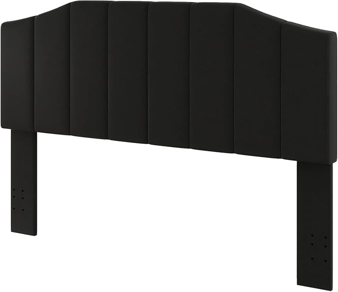 Furpopup Velvet Queen Size Headboard, Upholstered Headboard Queen/Full Size Wall Mount and Bed Frame Mount, Featuring High-Density Sponge Padding Luxury Texture Easy Assembly Comfort Style-Black