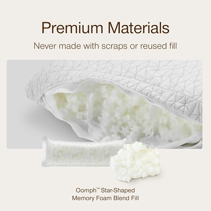 Coop Home Goods Extra Oomph Star-Shaped Pillow Fill, Extra Fill Memory Foam & Microfiber Filler for Adjustable Pillows, Cushions & Crafts, Pillow Stuffing, CertiPUR-US & GREENGUARD Gold Certified