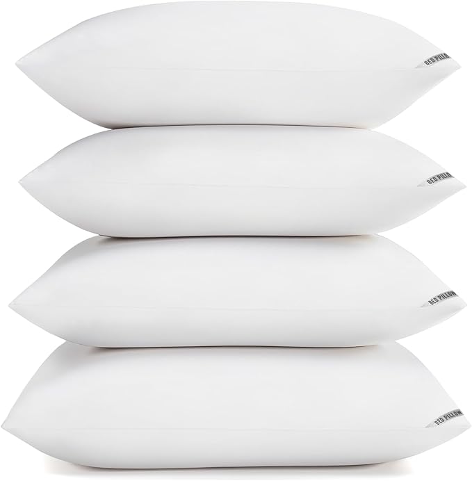 Piwaal Luxury Hotel Pillows for Sleeping 4 Pack,Bed Pillows Standard Size Set of 4,Down Alternative Filling,Pillows for Back,Stomach or Side Sleepers