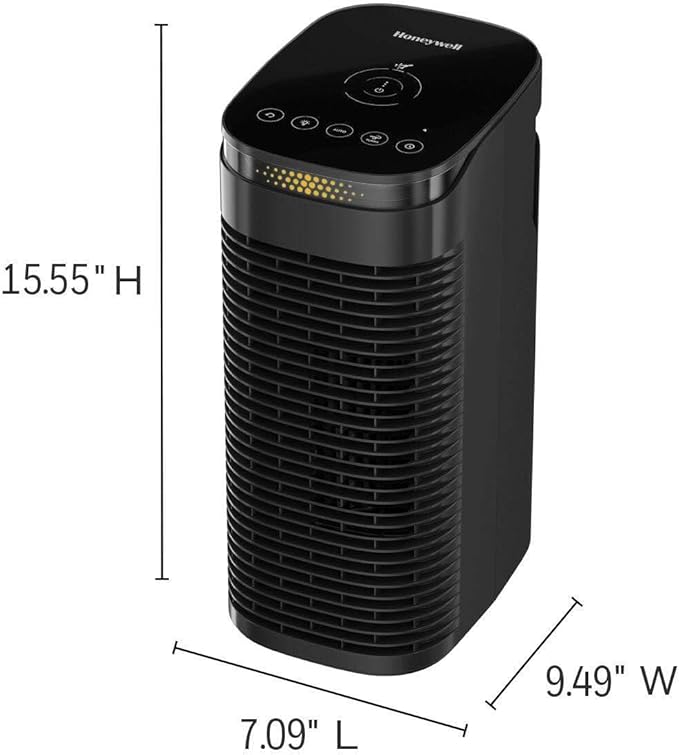 Honeywell InSight HEPA Air Purifier for Medium Rooms (100 sq ft). Allergen Reducer for Wildfire/Smoke, Pollen, Pet Dander & Dust. Air Quality Indicator and Auto Mode - Black, HPA080