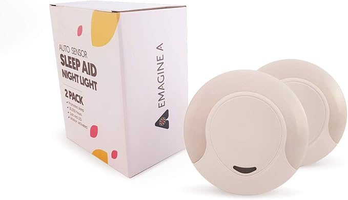 emagine A Sleep Aid Red Night Light Outlet Plug in with Dusk to Dawn Auto Sensor, Low Blue LED Promotes melatonin Production and Healthy Sleep, ON-Off-Auto Toggle, 2-Pack