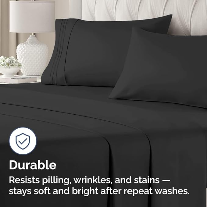 King Standard Pillow Cases Set of 4 - Soft Hotel Quality Pillowcase Covers - Comfy Bedding for Women, Men, Kids & Teens - Machine Washable Pillow Protectors - 4 Piece Set - King Standard Size Black
