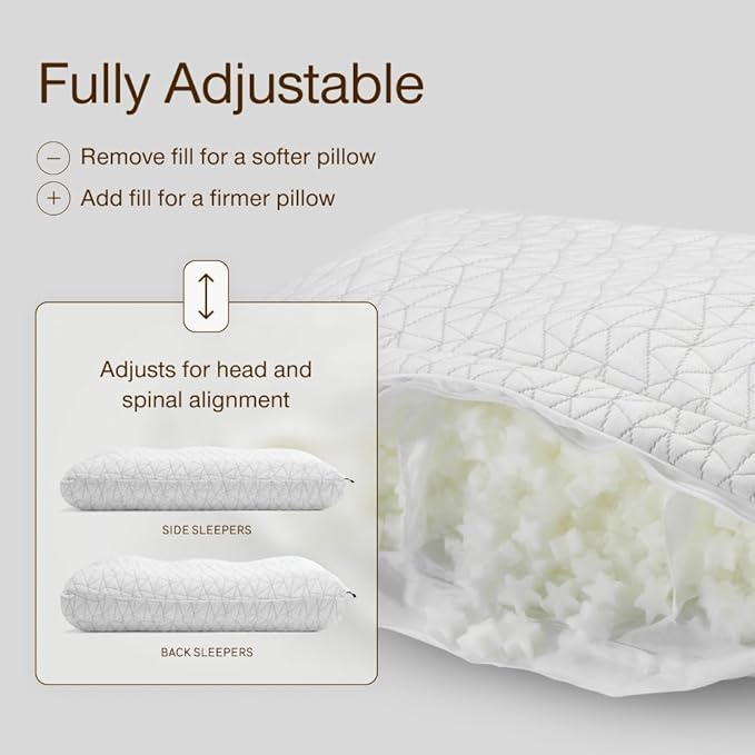 Coop Home Goods Extra Oomph Star-Shaped Pillow Fill, Extra Fill Memory Foam & Microfiber Filler for Adjustable Pillows, Cushions & Crafts, Pillow Stuffing, CertiPUR-US & GREENGUARD Gold Certified