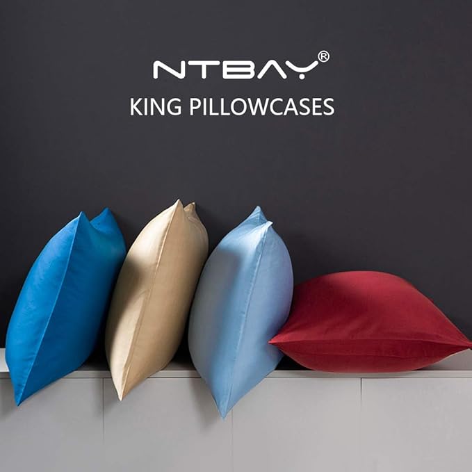 NTBAY King Microfiber Pillowcase Set - 2 Pack, Soft, Wrinkle-Free, Fade-Resistant, Sky Blue, Envelope Closure - 20x36 Inches