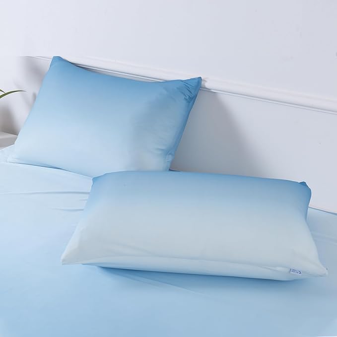 LUXEAR Cooling Pillow Cases, 2 Pack King Size Arc-Chill Q-max > 0.5 Gradient Cool Pillowcases for Hair Skin,Breathable Silky Cooling Summer Pillow Cover for Hot Sleepers & Night Sweats- Gradient Blue