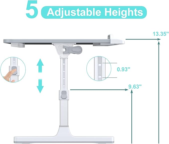 KLEAR Laptop Bed Desk with Adjustable Heights and Angles, Upgraded-Sturdy Foldable Laptop Lap Desk for Bed/Sofa/Couch/Floor, Lap Tablet Desk (NO Drawer, Grey)