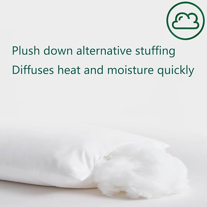 Flat Ultra Thin Bed Pillows Standard/Queen Size Pillow Set of 2 Extra Soft Down Alternative for Stomach Back Sleeping White