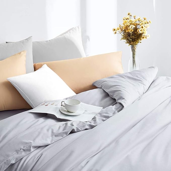 FLXXIE King Pillow Cases Set of 2, Soft Microfiber Pillow Covers with Envelope Closure, Wrinkle, Fade and Stain Resistant Pillowcases, 20x36, Light Grey