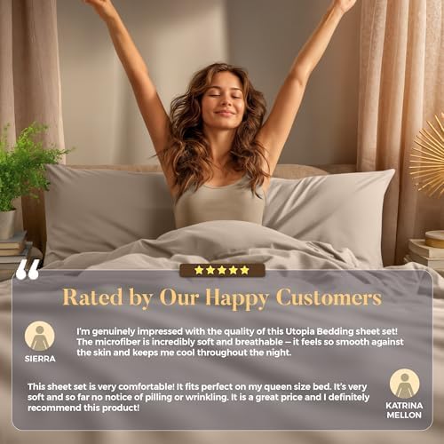 Utopia Bedding Twin Sheet Set – 3 Piece Bed Sheets for Twin Size Bed, Soft and Breathable Microfiber, Includes 1 Fitted Sheet, 1 Flat Sheet and 1 Pillowcase – Oeko Tex (Beige)