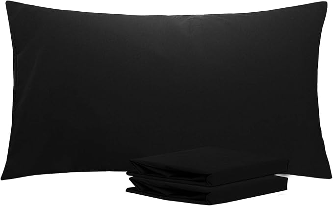 NTBAY King Pillowcase Set - 2 Pack Brushed Microfiber 20x36 Pillowcases - Soft, Wrinkle-Free, Fade-Resistant, Stain-Resistant, Black Pillowcases with Envelope Closure - 20x36 Inches, Black