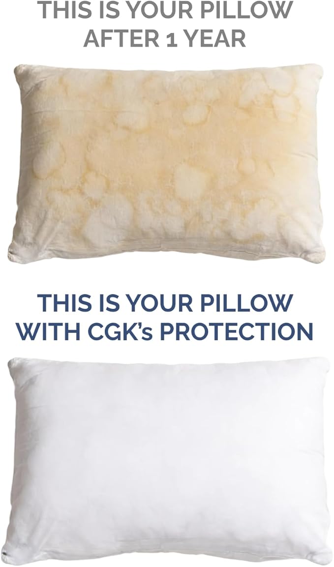 Set of 2 Pillow Protectors with Zipper - Standard Size - Bed Bug and Dust Mite Proof Pillow Covers - Noiseless, Moisture Wicking & Waterproof Pillowcases - Soft, Breathable & Machine Washable (White)