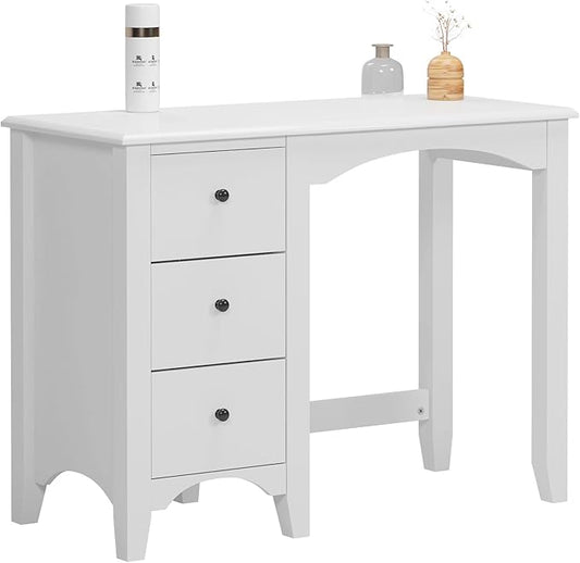 DlandHome 38.6 inches Vanity Table, Sofa Side Table Small Writing Desk Console Table Makeup Desk Dresser Table Home Office Desk Study Table with 3 Drawers, CYS-ST005