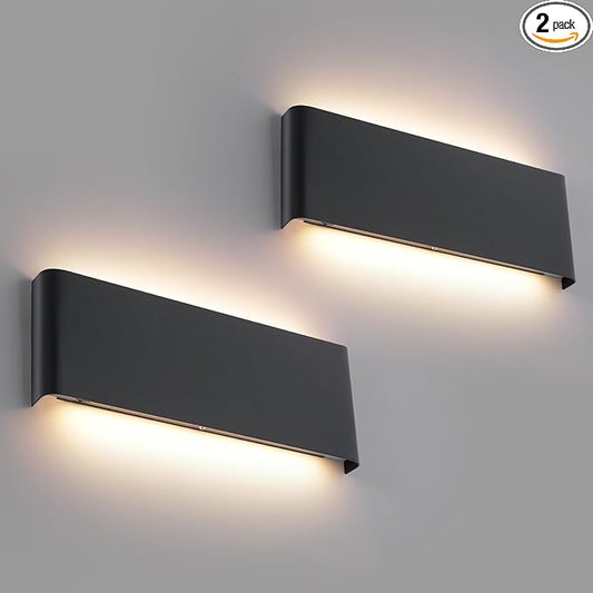 Mille Lucciole 11"Modern LED vanity light,15W Dimmable 5 CCT (3000K-6500K) Adjustable Wall Lamp,Up and Down Wall Lighting,Indoor Wall Sconce for Bedroom,Staircase,Hallway,Dressing Table, 2 Pack（Black）