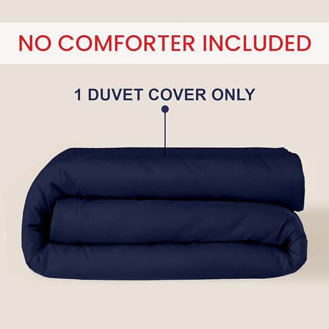 Kotton Culture 1 Pc Duvet Cover King Size-100% Egyptian Cotton 600 Thread Count Comforter Cover Ultra Soft Durable - Hidden Zipper Closure & 7 Corner Ties - (104" X 94", Blue Navy)