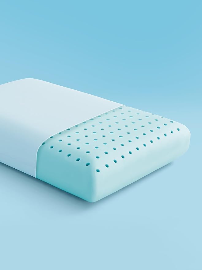 SLEEP ZONE Cooling Memory Foam Pillow - Odorless, Breathable, Skin-Friendly with Superior Support for Back, Stomach or Side Sleepers, Home, Hotel, Hospital Essentials (Blue, Queen, 2 Pack)