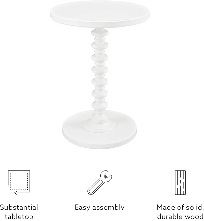 Powell Furniture Powell Round Spindle, White Table 17 x 22.25 x 17