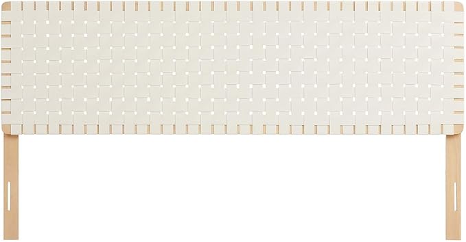 Modway Sparta Vegan Leather Weave King Headboard in Natural Beige Faux Leather King Headboard Only, Height Adjustable Headboard, Freestanding Headboard for Primary Bedroom or Guest Room
